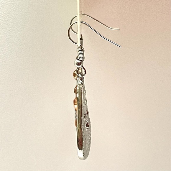 Mudd Dangle Silver Teardrop Earrings Gems‎ Beads Geometric - Picture 8 of 8